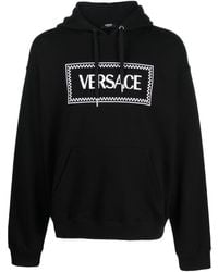 Versace - Hoodie With Contrasting Logo Lettering Print In Cotton - Lyst