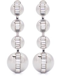 Saint Laurent - -tone Multi Sphere Rhinestone Baguette Earrings - Women's - Brass/glass - Lyst