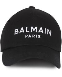 Balmain - Logo-embroidered Cotton Cap Hat - Lyst