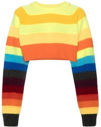 Christopher John Rogers - Striped Crop Wool Sweater - Lyst