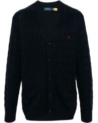 Polo Ralph Lauren - Logo Embroidered Cable Knit Cardigan - Men's - Cotton - Lyst