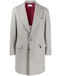 Brunello Cucinelli One-and-a-half-breasted Wool And Cashmere Coat With Metal Buttons in Melange Grey for Men Grey Save 47% Mens Coats Brunello Cucinelli Coats 