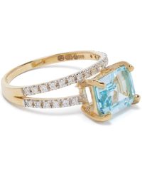 Mateo - 14k Yellow Point Of Focus Diamond And Topaz Ring - Lyst