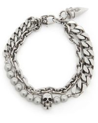 Alexander McQueen - Bracelet With Pearls And Skull Studs - Lyst