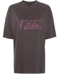 we11done - Rhinestone Logo Cotton T-shirt - Lyst