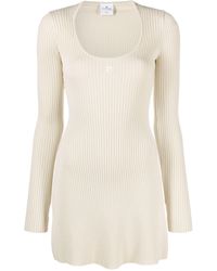 Courreges - Neutral Ribbed-knit Mini Dress - Women's - Viscose/polyester - Lyst