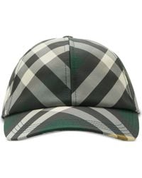 Burberry - Green Checked Cotton Cap - Unisex - Cotton/polyester - Lyst