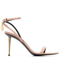 Tom Ford - Neutral Padlock Pointy Naked 85 Leather Sandals - Women's - Calf Leather/goat Skin/brasssteel - Lyst