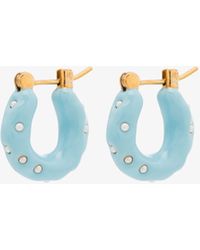 Joanna Laura Constantine Gold-plated Waves Pearl Enamel Hoop Earrings - Blue