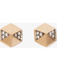 Harwell Godfrey 18k Yellow Gold Hexagon Diamond Earrings - Metallic