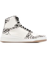 Saint Laurent - Zebra Print High-top Sneakers - Men's - Calf Leather/rubber - Lyst
