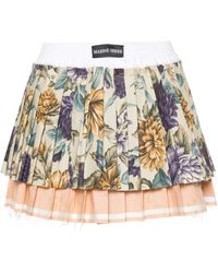 Marine Serre - Multicolour Upcycling Floral-print Pleated Mini Skirt - Lyst