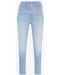 Armani Exchange Denim Cropped-Jeans im Distressed-Look in Blau Damen Bekleidung Jeans Capri-Jeans und cropped Jeans 