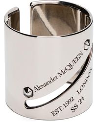 Alexander McQueen - -tone Identity Tag Logo-engraved Ring - Lyst