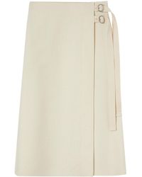 Jil Sander - Wrap-Design Wool Midi Skirt - Lyst