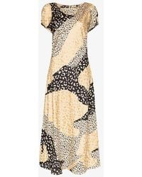RIXO London Patchwork Leopard Print Dress - Multicolor