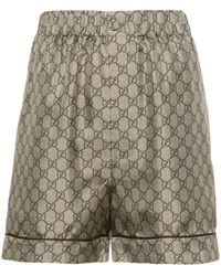 Gucci - Neutral gg Supreme Silk Shorts - Women's - Silk/acetate/cotton - Lyst