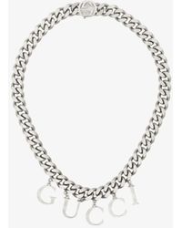 Gucci - Palladium-plated Script Logo Chain Necklace - Women's - Palladium Plated Brass - Lyst