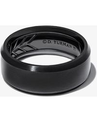 David Yurman Titanium Bevelled Band Ring - Black