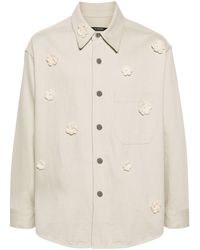 Song For The Mute - Neutral Daisy Appliqué Shirt Jacket - Men's - Cotton/hemp - Lyst