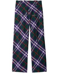 Burberry - Check Wool Pants - Lyst