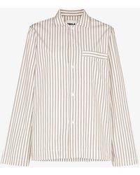 Tekla - Striped Organic Cotton Pyjama Shirt - - Organic Cotton - Lyst