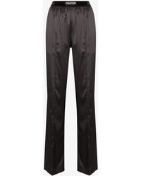 Tom Ford - High-waisted Straight-leg Silk Trousers - Women's - Elastane/silk/polyamide - Lyst