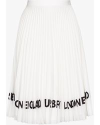 Icon Stripe Pleated Checkered Skirt in (Natural) - Lyst