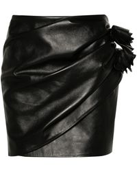 Magda Butrym - Floral-appliqué Leather Miniskirt - Women's - Sheepskin/viscose - Lyst