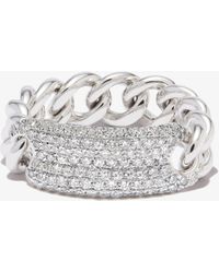 SHAY - 18k White Gold Id Mini Link Diamond Ring - Women's - Diamond/18kt White Gold - Lyst
