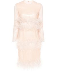 Huishan Zhang - Feather-trimmed Sequinned Dress - Women's - Pvc/polyester/silk/ostrich Feather - Lyst