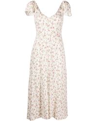 Reformation Neutral Baxley Floral Print Midi Dress - Women's - Viscose/rayon - White