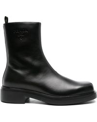 Prada - Leather Ankle Boots - Lyst