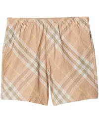 Burberry - Check Print Swim Shorts - Lyst