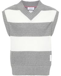 Thom Browne - Striped Open-knit Vest - Lyst