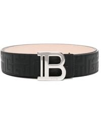 Balmain - Calf Leather Belt With Logo Buckle - Lyst