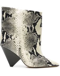 Isabel Marant - Miyako 105mm Snake-effect Leather Ankle Boots - Lyst