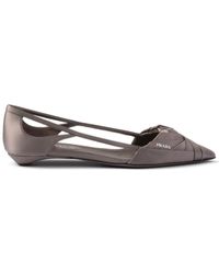 Prada - Satin Cut-Out Ballerinas - Lyst