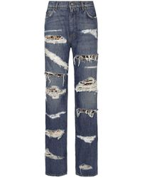 Dolce & Gabbana - Distressed-effect Straight-leg Jeans - Lyst