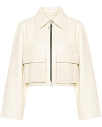 Stand Studio - Neutral Gretel Cropped Leather Jacket - Lyst