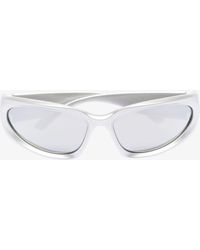 Balenciaga - Silver Swift Oval Sunglasses - Unisex - Plastic - Lyst