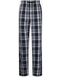 Schiesser Check Cotton Pyjama Trousers - Blue