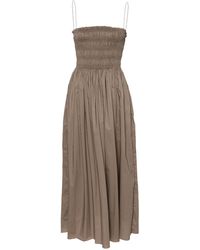 Matteau - Brown Smocked Organic Cotton Dress - Women's - Organic Cotton - Lyst