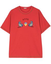 Bode - Embroidered Organic-Cotton T-Shirt - Lyst