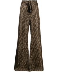 Fendi - Ff Silk Wide-leg Trousers - Lyst