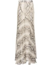 Nina Ricci - Neutral Snakeskin-print Silk Skirt - Lyst