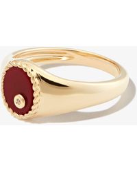 Yvonne Léon - 9k Yellow Oval Agate And Diamond Signet Ring - Lyst