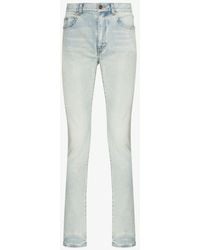 Saint Laurent - Blue Distressed Skinny Jeans - Lyst