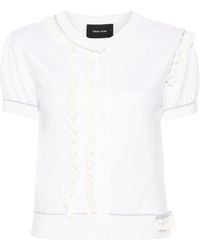 Simone Rocha - White Short-sleeved Ruffled Cardigan - Women's - Silk/merino - Lyst