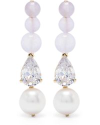 Completedworks - Gold Vermeil P97 Jade, Crystal And Pearl Drop Earrings - Women's - Platinum Plated Brass/pearls/crystal - Lyst